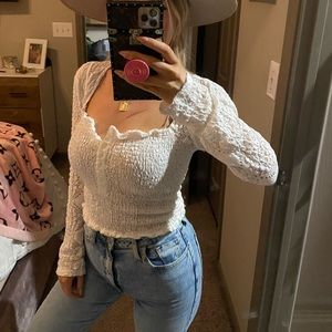 Free people textured white blouse